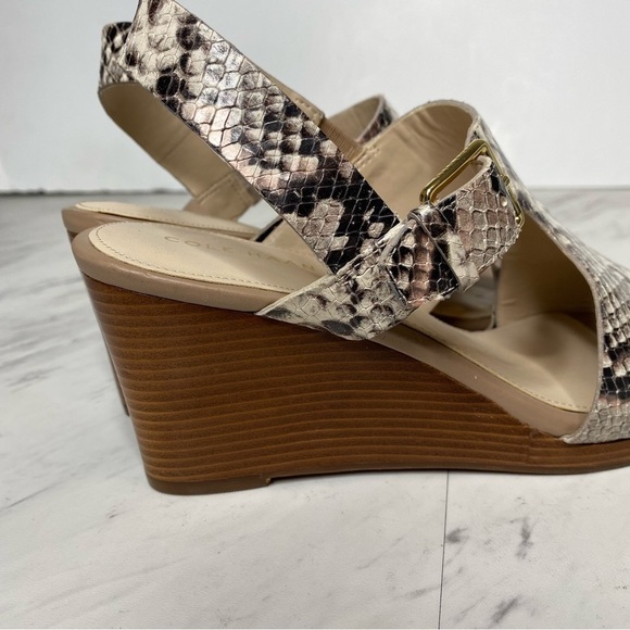 Cole Haan Philomina Snake Skin Wedge Sandal 6 1/2 B - Picture 9 of 14